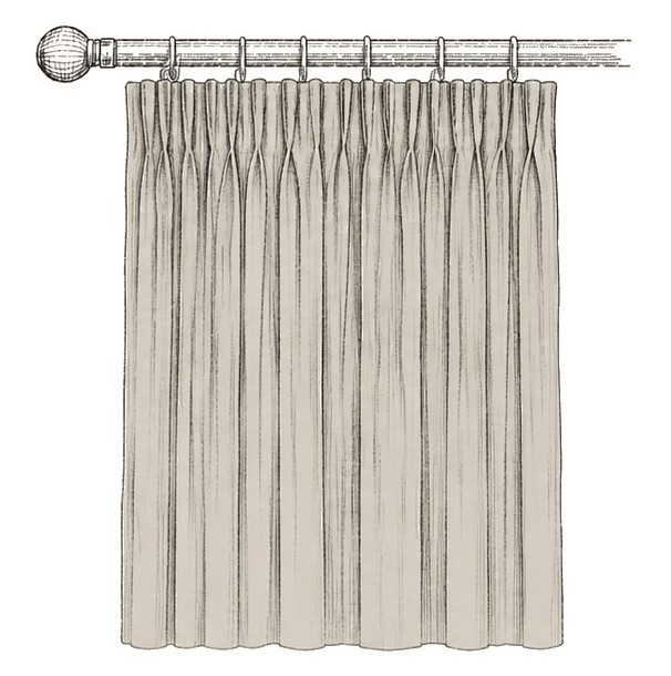 Pencil pleat curtain heading