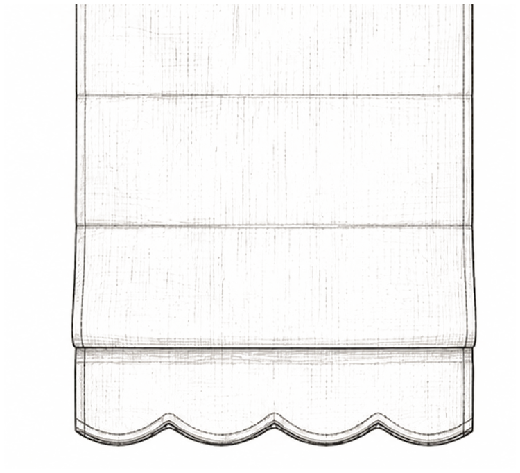 Diagram of a Scalloped Edge Roman blind fold